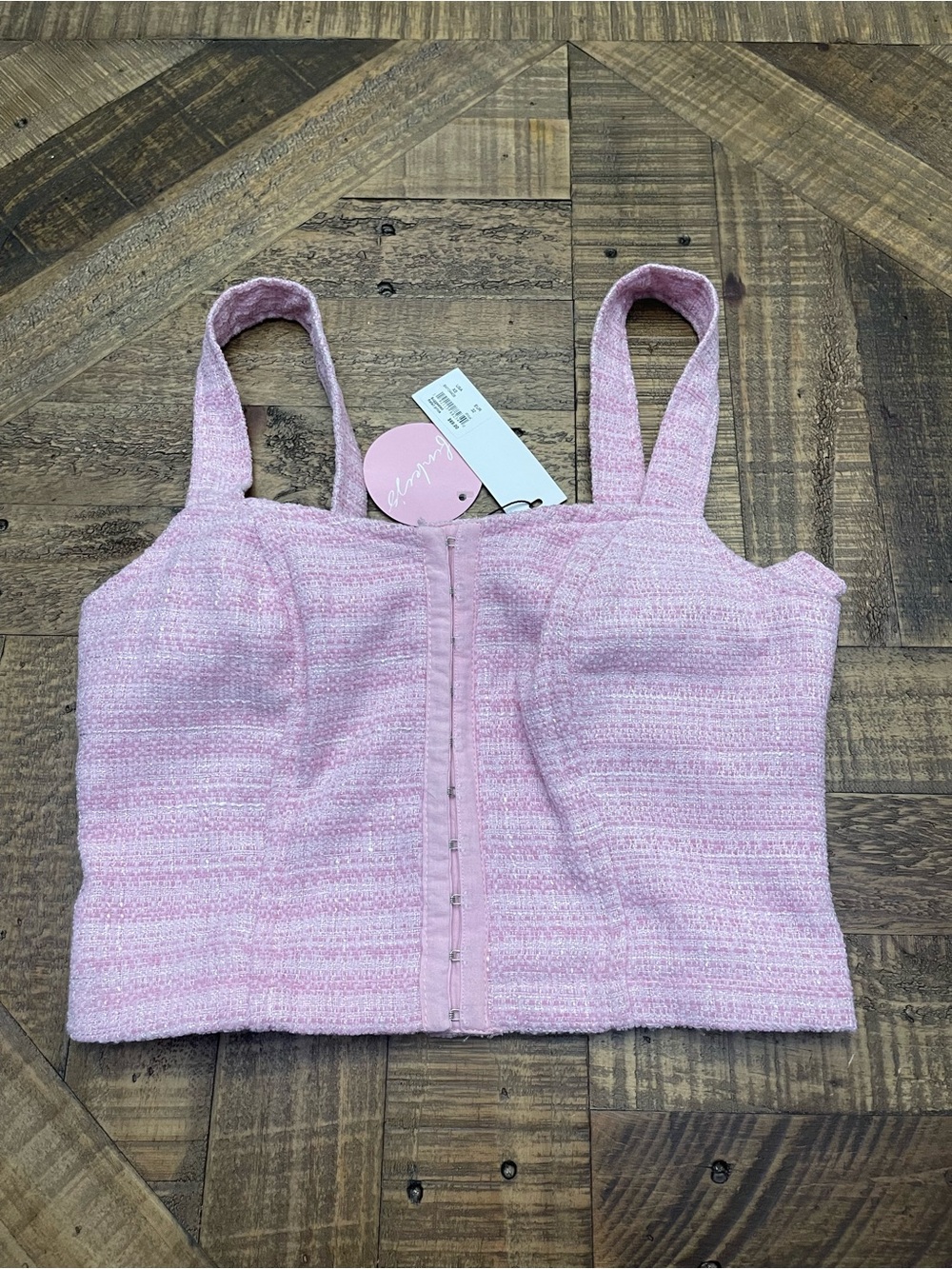 NWT BB Dakota by Steve Madden Pink Tweed Corset Bustier Crop Top XS